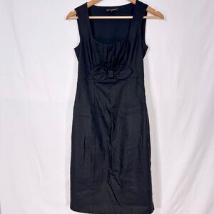 Vintage Betsey Johnson little black dress 100% linen fully lined fitted size 2